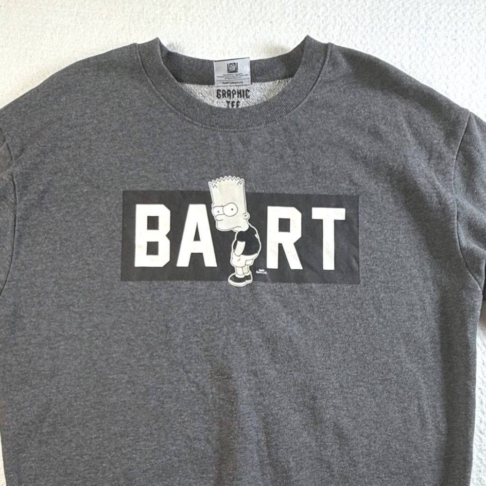 The Simpsons Bart Simpson Short Sleeve Sweatshirt Mens Large Grey Graphic Tee